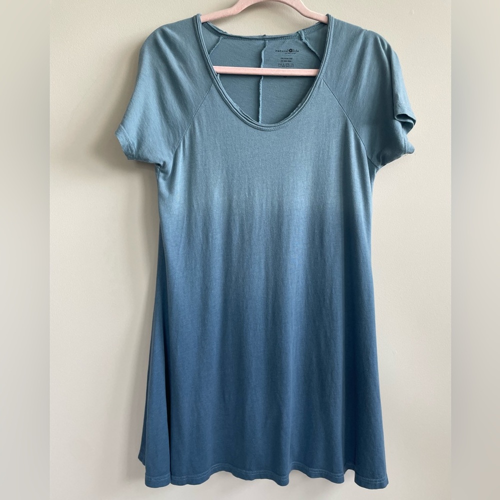 NATURAL LIFE Blue Solid Ombre Mini Dress